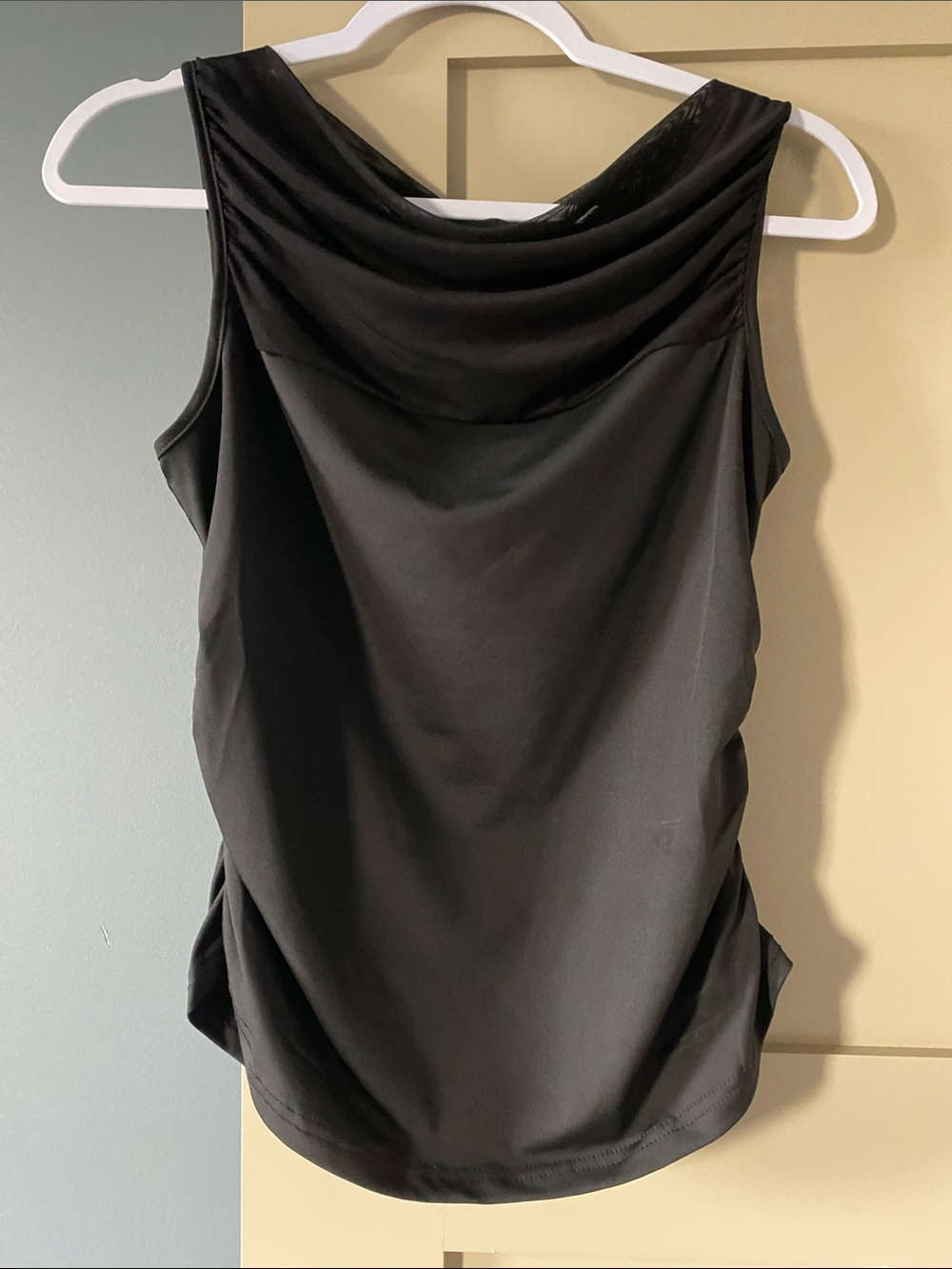 Sleek Black Sleeveless Drape-Neck Women’s Top NWOT